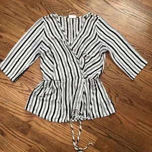 Striped white and black tie shirt
